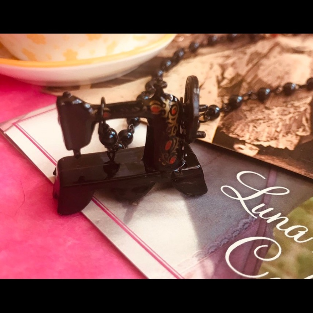 Doll house sewing machine necklace